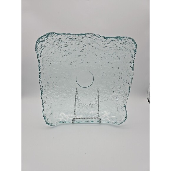 Couronne Co Recycled Green Blue Colored Large Square Glass Bowl Dish Spain - Picture 4 of 9